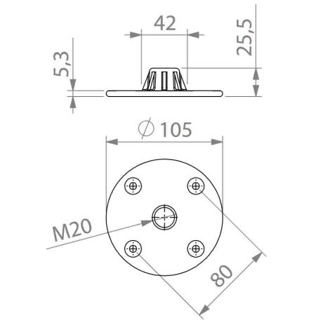 SM720-ah_stands mounting flange m20 thread