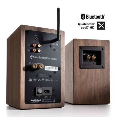 HD4 Audioengine HD4 Bluetooth Self-Amplifying Library Speakers 4 inch 30W RMS Walnut (Pair) hxeio artsound