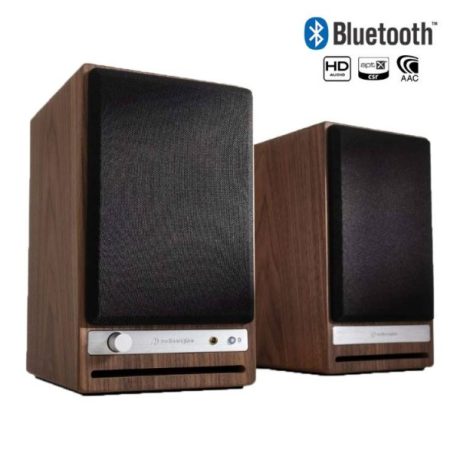 HD4_ Audioengine HD4 Bluetooth Self-Amplifying Library Speakers 4 inch 30W RMS Walnut (Pair) hxeio artsound
