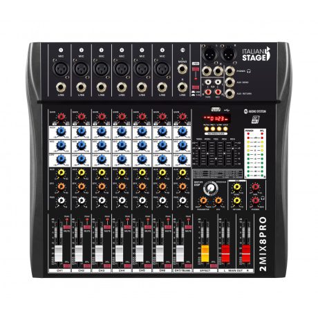 Italian Stage 2MIX8PRO 8 Channel Professional Stereo Mixer with DSP MultiFX