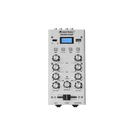 OMNITRONIC GNOME-202P Mini DJ Mixer 2-channel with Bluetooth and MP3 player (silver)